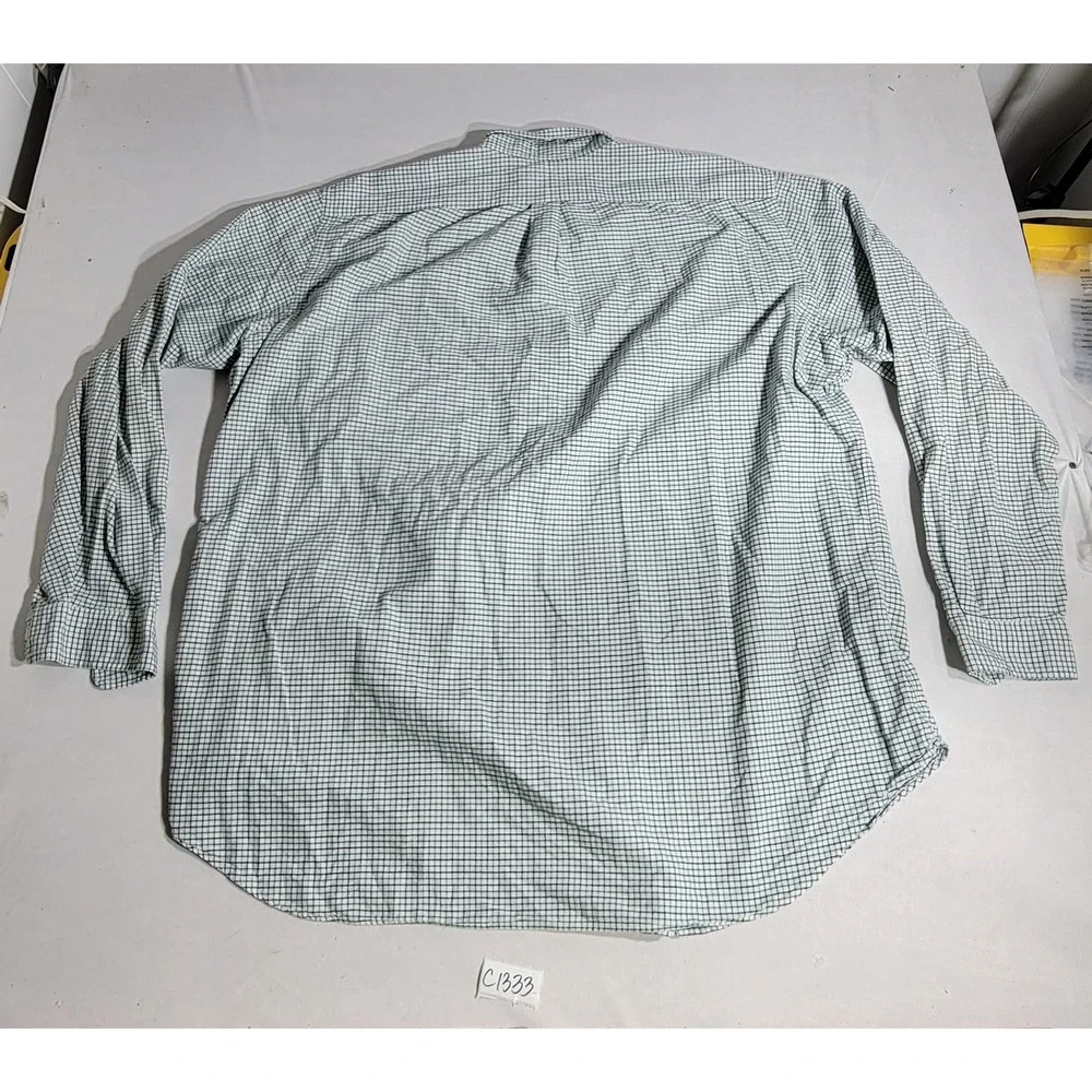 Polo Ralph Lauren Shirt Mens 2XLT Green Navy Tattersall Check Button Down Tall